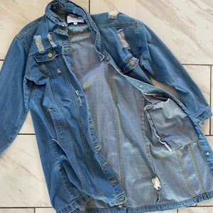 Fashionova takin the edge off denim long jacket size medium